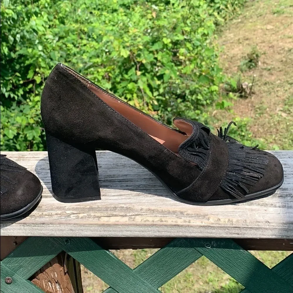 Vera Pelle Black Suede Shoes Sz 40 (10) NWOT